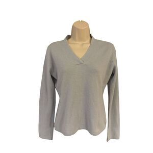 EVELYN GRACE 100% CASHMERE Light Blue V-NECK PULLOVER SWEATER SIZE Small